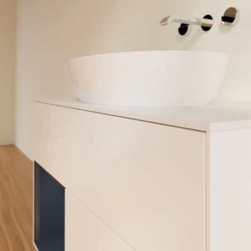 Obrázek VILLEROY BOCH Finion Vanity unit, with lighting, 2 pull-out compartments, 1000 x 603 x 501 mm, White Matt Lacquer / Midnight Blue Matt Lacquer / Glass White Matt #GA11HGMT