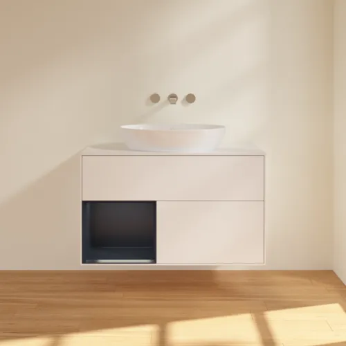 Obrázek VILLEROY BOCH Finion Vanity unit, with lighting, 2 pull-out compartments, 1000 x 603 x 501 mm, White Matt Lacquer / Midnight Blue Matt Lacquer / Glass White Matt #GA11HGMT