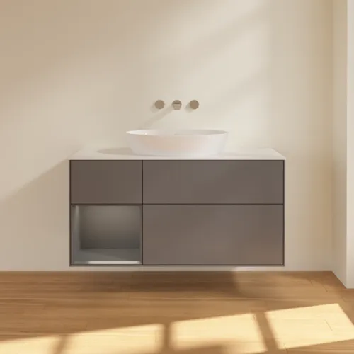 Obrázek VILLEROY BOCH Finion Vanity unit, with lighting, 3 pull-out compartments, 1200 x 603 x 501 mm, Anthracite Matt Lacquer / Anthracite Matt Lacquer / Glass White Matt #GA61GKGK