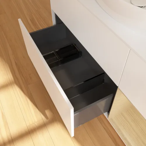 Bild von VILLEROY BOCH Finion Waschbeckenunterschrank, mit Beleuchtung, 3 Auszüge, 1200 x 603 x 501 mm, White Matt Lacquer / Oak Veneer / Glass White Matt #GA71PCMT