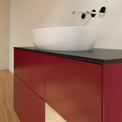 Bild von VILLEROY BOCH Finion Waschbeckenunterschrank, mit Beleuchtung, 3 Auszüge, 1200 x 603 x 501 mm, Peony Matt Lacquer / Oak Veneer / Glass Black Matt #GA72PCHB