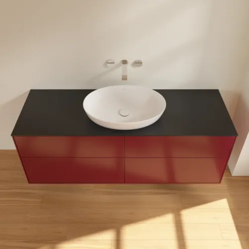 Bild von VILLEROY BOCH Finion Waschbeckenunterschrank, mit Beleuchtung, 4 Auszüge, 1600 x 603 x 501 mm, Peony Matt Lacquer / Glass Black Matt #GA9200HB
