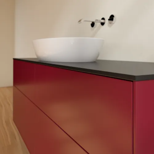 Bild von VILLEROY BOCH Finion Waschbeckenunterschrank, mit Beleuchtung, 4 Auszüge, 1600 x 603 x 501 mm, Peony Matt Lacquer / Glass Black Matt #GA9200HB
