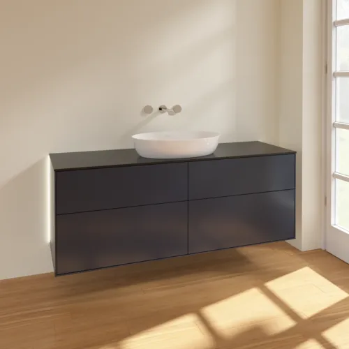 Bild von VILLEROY BOCH Finion Waschbeckenunterschrank, mit Beleuchtung, 4 Auszüge, 1600 x 603 x 501 mm, Midnight Blue Matt Lacquer / Glass Black Matt #GA9200HG