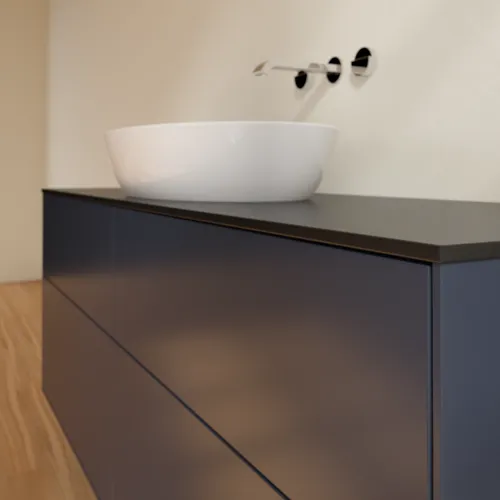 Bild von VILLEROY BOCH Finion Waschbeckenunterschrank, mit Beleuchtung, 4 Auszüge, 1600 x 603 x 501 mm, Midnight Blue Matt Lacquer / Glass Black Matt #GA9200HG