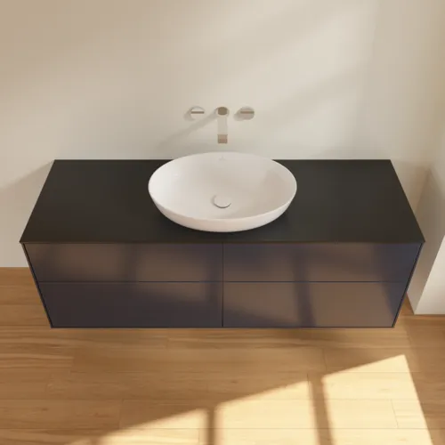 Bild von VILLEROY BOCH Finion Waschbeckenunterschrank, mit Beleuchtung, 4 Auszüge, 1600 x 603 x 501 mm, Midnight Blue Matt Lacquer / Glass Black Matt #GA9200HG