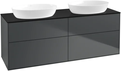 Bild von VILLEROY BOCH Finion Waschbeckenunterschrank, mit Beleuchtung, 4 Auszüge, 1600 x 603 x 501 mm, Midnight Blue Matt Lacquer / Glass Black Matt #GA8200HG