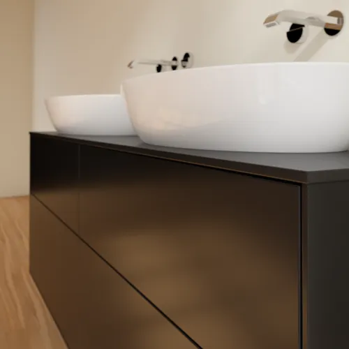 Bild von VILLEROY BOCH Finion Waschbeckenunterschrank, mit Beleuchtung, 4 Auszüge, 1600 x 603 x 501 mm, Black Matt Lacquer / Glass Black Matt #GA8200PD