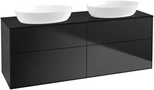 Bild von VILLEROY BOCH Finion Waschbeckenunterschrank, mit Beleuchtung, 4 Auszüge, 1600 x 603 x 501 mm, Black Matt Lacquer / Glass Black Matt #GA8200PD