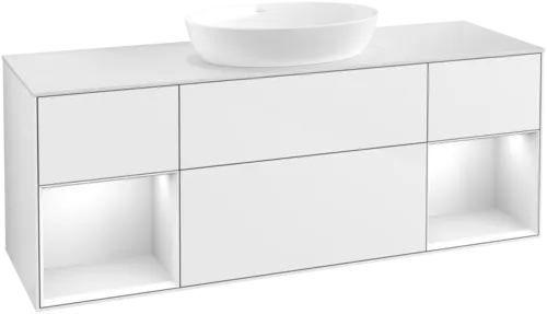 Bild von VILLEROY BOCH Finion Waschbeckenunterschrank, mit Beleuchtung, 4 Auszüge, 1600 x 603 x 501 mm, Glossy White Lacquer / Glossy White Lacquer / Glass White Matt #GD01GFGF