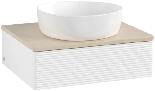 Bild von VILLEROY BOCH Antao Waschbeckenunterschrank, 1 Auszug, 600 x 190 x 500 mm, Front mit Struktur, White Matt Lacquer / Botticino #K07113MT