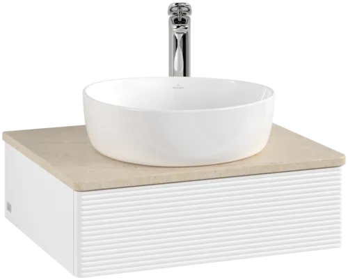 Bild von VILLEROY BOCH Antao Waschbeckenunterschrank, 1 Auszug, 600 x 190 x 500 mm, Front mit Struktur, White Matt Lacquer / Botticino #K07153MT