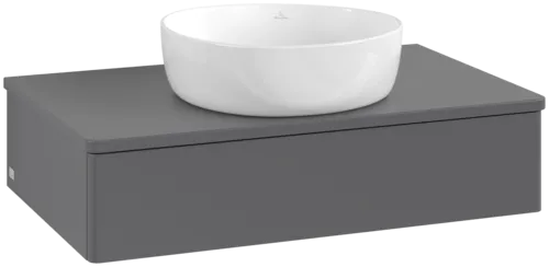 Bild von VILLEROY BOCH Antao Waschbeckenunterschrank, 1 Auszug, 800 x 190 x 500 mm, Front ohne Struktur, Anthracite Matt Lacquer / Anthracite Matt Lacquer #K08010GK