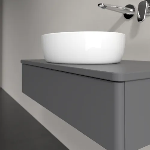 Bild von VILLEROY BOCH Antao Waschbeckenunterschrank, 1 Auszug, 800 x 190 x 500 mm, Front ohne Struktur, Anthracite Matt Lacquer / Anthracite Matt Lacquer #K08010GK