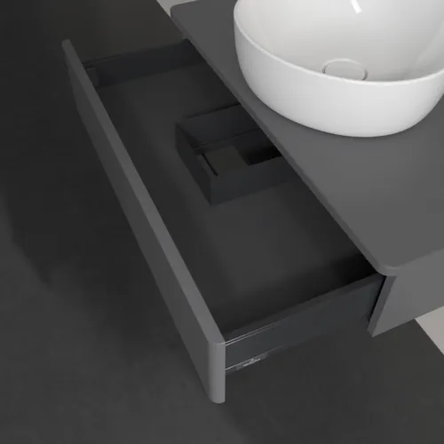 Bild von VILLEROY BOCH Antao Waschbeckenunterschrank, 1 Auszug, 800 x 190 x 500 mm, Front ohne Struktur, Anthracite Matt Lacquer / Anthracite Matt Lacquer #K08010GK