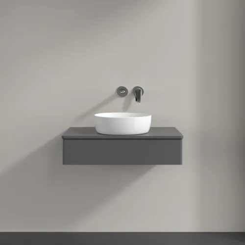 Bild von VILLEROY BOCH Antao Waschbeckenunterschrank, 1 Auszug, 800 x 190 x 500 mm, Front ohne Struktur, Anthracite Matt Lacquer / Anthracite Matt Lacquer #K08010GK