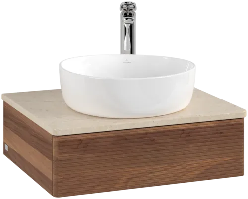Bild von VILLEROY BOCH Antao Waschbeckenunterschrank, 1 Auszug, 600 x 190 x 500 mm, Front mit Struktur, Warm Walnut / Botticino #K07153HM