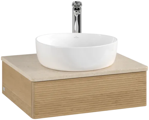 Bild von VILLEROY BOCH Antao Waschbeckenunterschrank, 1 Auszug, 600 x 190 x 500 mm, Front mit Struktur, Honey Oak / Botticino #K07153HN