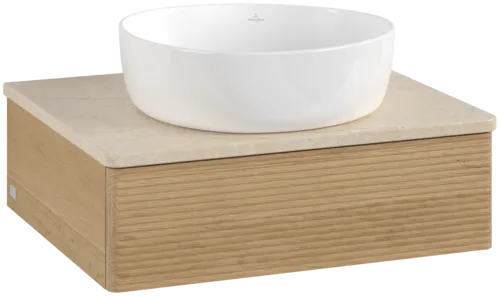Bild von VILLEROY BOCH Antao Waschbeckenunterschrank, 1 Auszug, 600 x 190 x 500 mm, Front mit Struktur, Honey Oak / Botticino #K07113HN