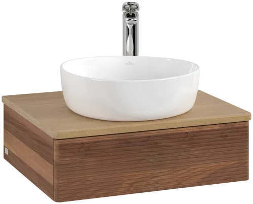 Bild von VILLEROY BOCH Antao Waschbeckenunterschrank, 1 Auszug, 600 x 190 x 500 mm, Front mit Struktur, Warm Walnut / Honey Oak #K07151HM