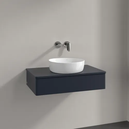 Bild von VILLEROY BOCH Antao Waschbeckenunterschrank, 1 Auszug, 800 x 190 x 500 mm, Front ohne Struktur, Midnight Blue Matt Lacquer / Midnight Blue Matt Lacquer #K08010HG
