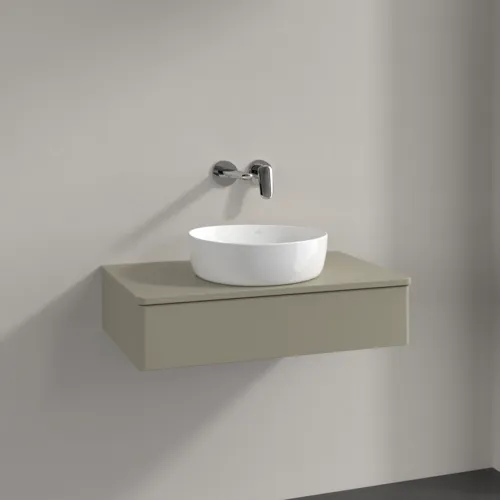 Bild von VILLEROY BOCH Antao Waschbeckenunterschrank, 1 Auszug, 800 x 190 x 500 mm, Front ohne Struktur, Stone Grey Matt Lacquer / Stone Grey Matt Lacquer #K08010HK