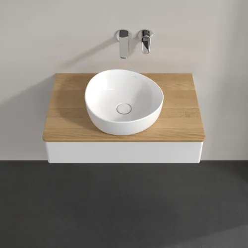 Picture of VILLEROY BOCH Antao Vanity unit, 1 pull-out compartment, 800 x 190 x 500 mm, Front without structure, Glossy White Lacquer / Honey Oak #K08011GF