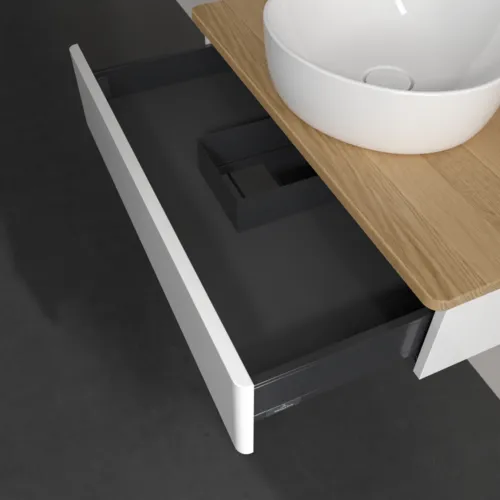 Picture of VILLEROY BOCH Antao Vanity unit, 1 pull-out compartment, 800 x 190 x 500 mm, Front without structure, Glossy White Lacquer / Honey Oak #K08011GF