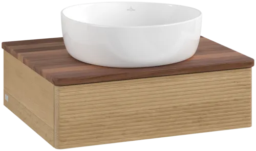 Bild von VILLEROY BOCH Antao Waschbeckenunterschrank, 1 Auszug, 600 x 190 x 500 mm, Front mit Struktur, Honey Oak / Warm Walnut #K07112HN
