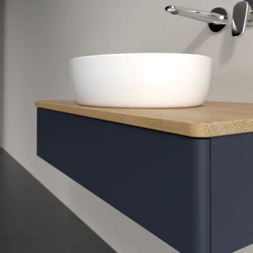 Bild von VILLEROY BOCH Antao Waschbeckenunterschrank, 1 Auszug, 800 x 190 x 500 mm, Front ohne Struktur, Midnight Blue Matt Lacquer / Honey Oak #K08011HG