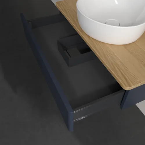 Bild von VILLEROY BOCH Antao Waschbeckenunterschrank, 1 Auszug, 800 x 190 x 500 mm, Front ohne Struktur, Midnight Blue Matt Lacquer / Honey Oak #K08011HG