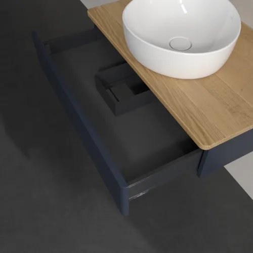 Bild von VILLEROY BOCH Antao Waschbeckenunterschrank, 1 Auszug, 800 x 190 x 500 mm, Front ohne Struktur, Midnight Blue Matt Lacquer / Honey Oak #K08011HG