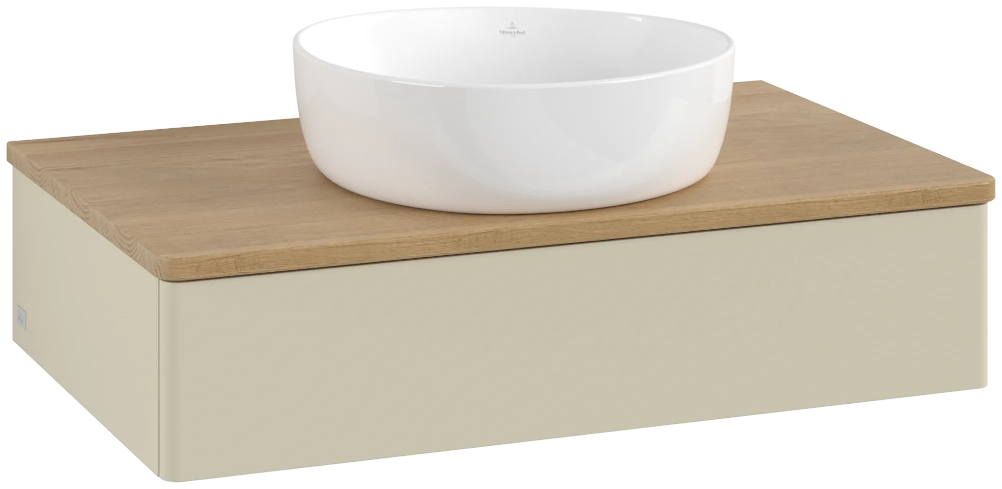 Bild von VILLEROY BOCH Antao Waschbeckenunterschrank, 1 Auszug, 800 x 190 x 500 mm, Front ohne Struktur, Silk Grey Matt Lacquer / Honey Oak #K08011HJ