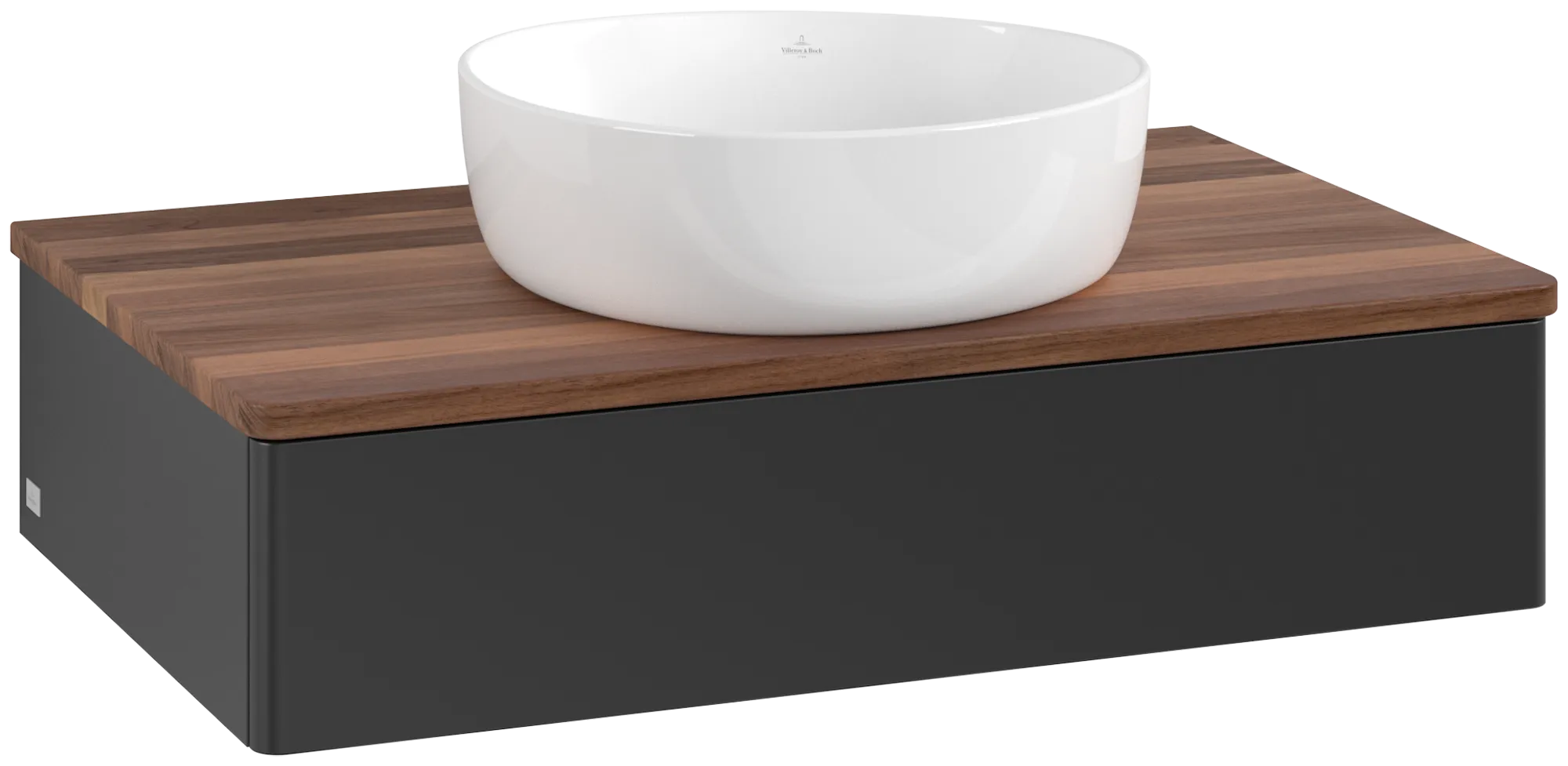 Obrázek VILLEROY BOCH Antao Vanity unit, 1 pull-out compartment, 800 x 190 x 500 mm, Front without structure, Black Matt Lacquer / Warm Walnut #K08012PD