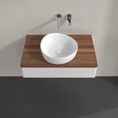 Bild von VILLEROY BOCH Antao Waschbeckenunterschrank, 1 Auszug, 800 x 190 x 500 mm, Front ohne Struktur, Glossy White Lacquer / Warm Walnut #K08012GF