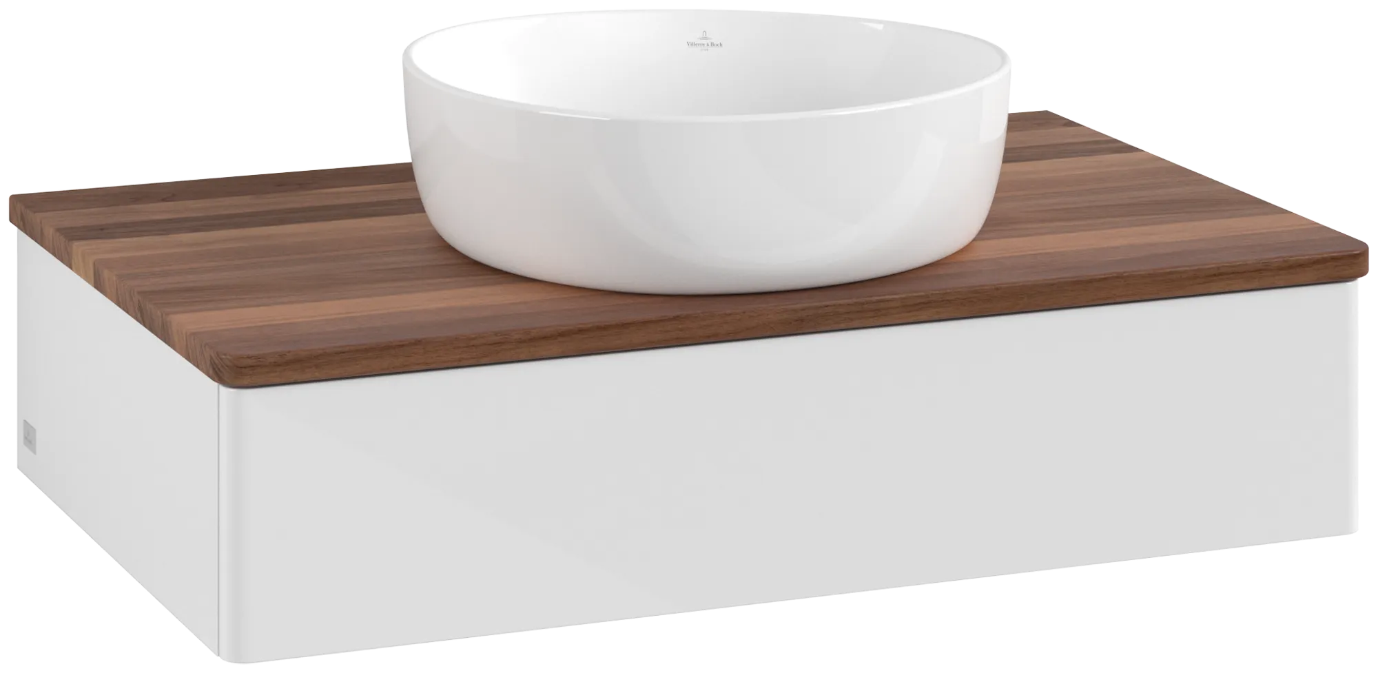 Bild von VILLEROY BOCH Antao Waschbeckenunterschrank, 1 Auszug, 800 x 190 x 500 mm, Front ohne Struktur, Glossy White Lacquer / Warm Walnut #K08012GF