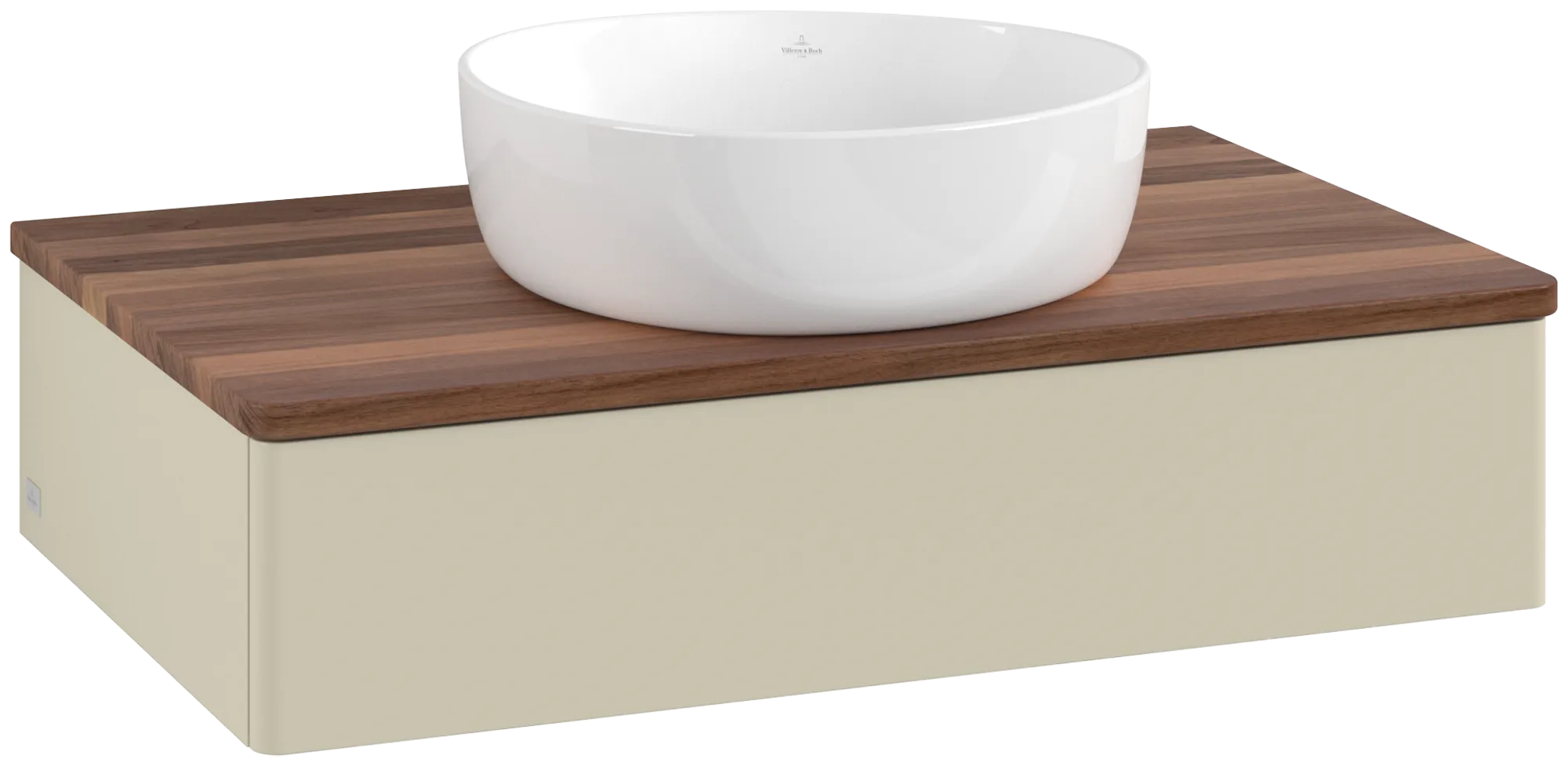 Bild von VILLEROY BOCH Antao Waschbeckenunterschrank, 1 Auszug, 800 x 190 x 500 mm, Front ohne Struktur, Silk Grey Matt Lacquer / Warm Walnut #K08012HJ