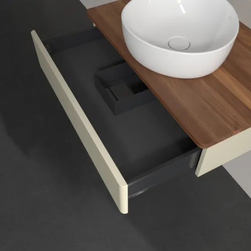 Bild von VILLEROY BOCH Antao Waschbeckenunterschrank, 1 Auszug, 800 x 190 x 500 mm, Front ohne Struktur, Silk Grey Matt Lacquer / Warm Walnut #K08012HJ