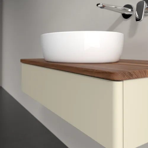 Bild von VILLEROY BOCH Antao Waschbeckenunterschrank, 1 Auszug, 800 x 190 x 500 mm, Front ohne Struktur, Silk Grey Matt Lacquer / Warm Walnut #K08012HJ