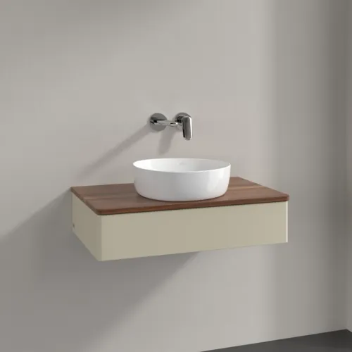 Bild von VILLEROY BOCH Antao Waschbeckenunterschrank, 1 Auszug, 800 x 190 x 500 mm, Front ohne Struktur, Silk Grey Matt Lacquer / Warm Walnut #K08012HJ