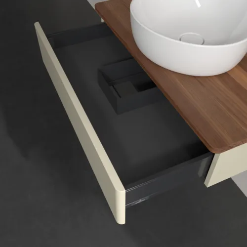 Bild von VILLEROY BOCH Antao Waschbeckenunterschrank, 1 Auszug, 800 x 190 x 500 mm, Front ohne Struktur, Silk Grey Matt Lacquer / Warm Walnut #K08012HJ
