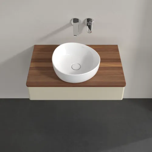 Bild von VILLEROY BOCH Antao Waschbeckenunterschrank, 1 Auszug, 800 x 190 x 500 mm, Front ohne Struktur, Silk Grey Matt Lacquer / Warm Walnut #K08012HJ
