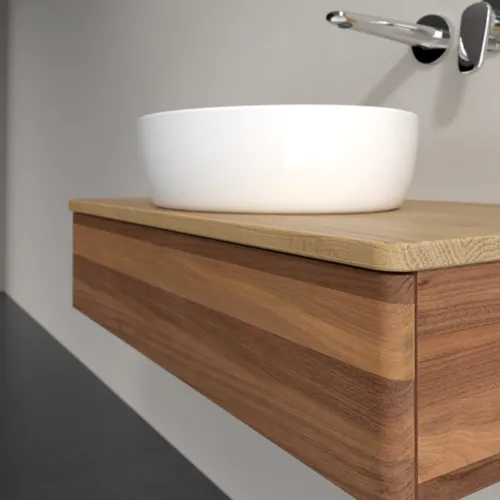 Bild von VILLEROY BOCH Antao Waschbeckenunterschrank, 1 Auszug, 800 x 190 x 500 mm, Front ohne Struktur, Warm Walnut / Honey Oak #K08011HM