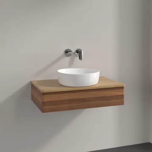 Bild von VILLEROY BOCH Antao Waschbeckenunterschrank, 1 Auszug, 800 x 190 x 500 mm, Front ohne Struktur, Warm Walnut / Honey Oak #K08011HM