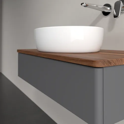 Obrázek VILLEROY BOCH Antao Vanity unit, 1 pull-out compartment, 800 x 190 x 500 mm, Front without structure, Anthracite Matt Lacquer / Warm Walnut #K08012GK