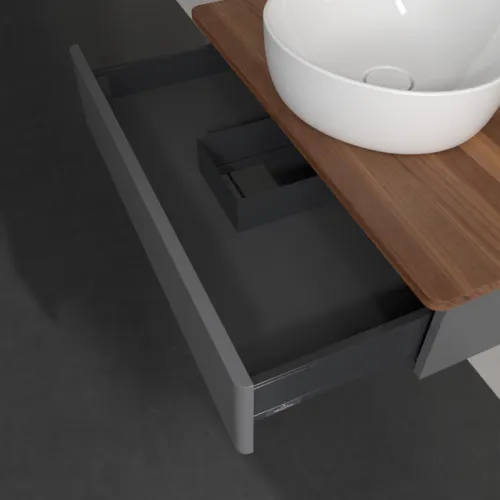 Obrázek VILLEROY BOCH Antao Vanity unit, 1 pull-out compartment, 800 x 190 x 500 mm, Front without structure, Anthracite Matt Lacquer / Warm Walnut #K08012GK
