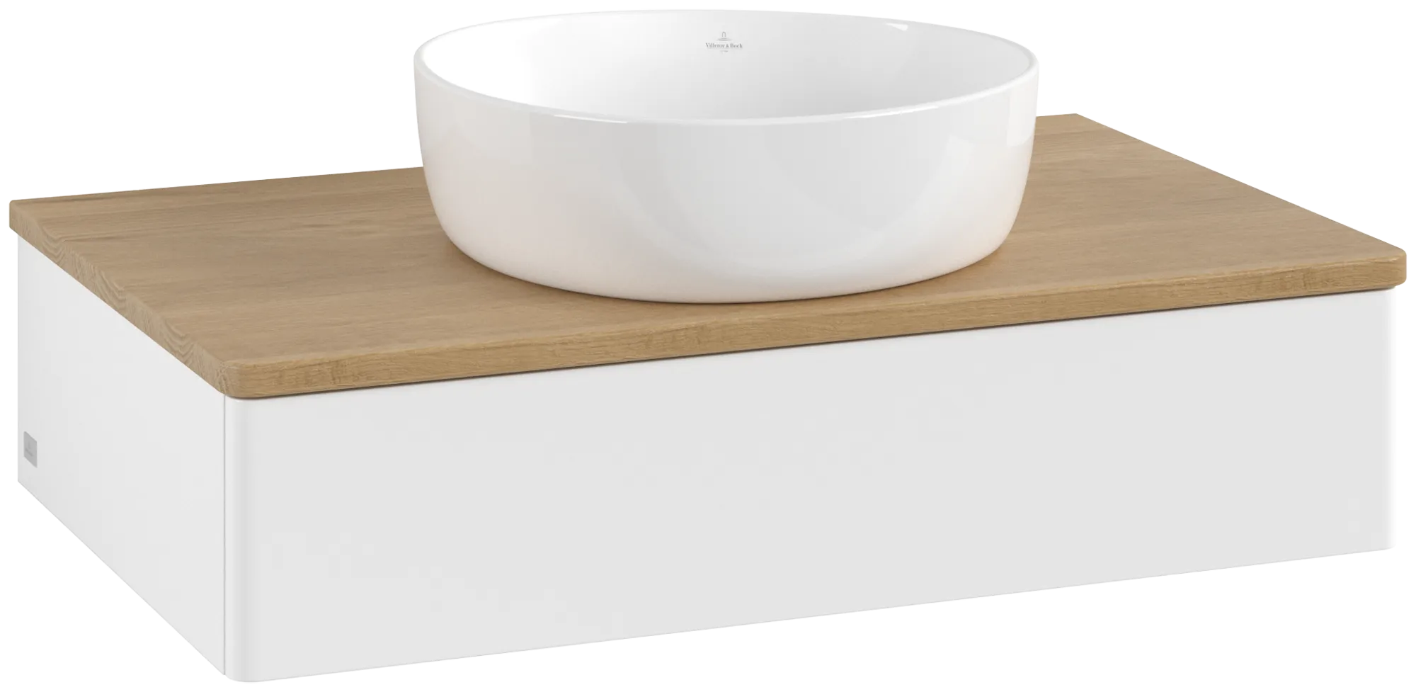 Bild von VILLEROY BOCH Antao Waschbeckenunterschrank, 1 Auszug, 800 x 190 x 500 mm, Front ohne Struktur, White Matt Lacquer / Honey Oak #K08011MT