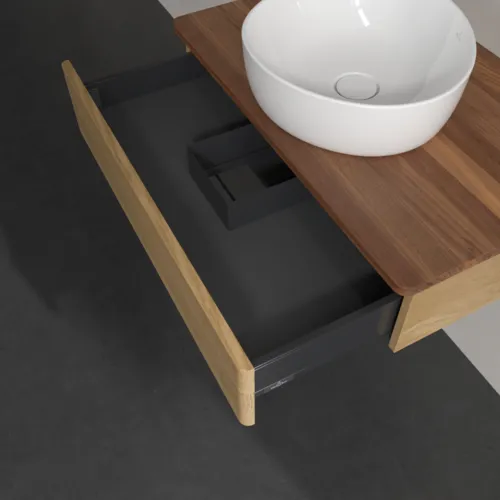 Bild von VILLEROY BOCH Antao Waschbeckenunterschrank, 1 Auszug, 800 x 190 x 500 mm, Front ohne Struktur, Honey Oak / Warm Walnut #K08012HN