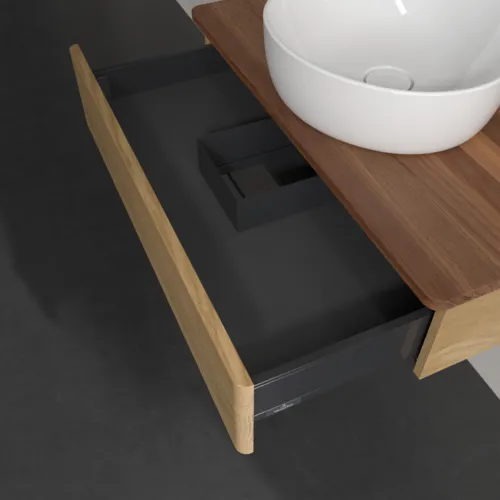 Bild von VILLEROY BOCH Antao Waschbeckenunterschrank, 1 Auszug, 800 x 190 x 500 mm, Front ohne Struktur, Honey Oak / Warm Walnut #K08012HN