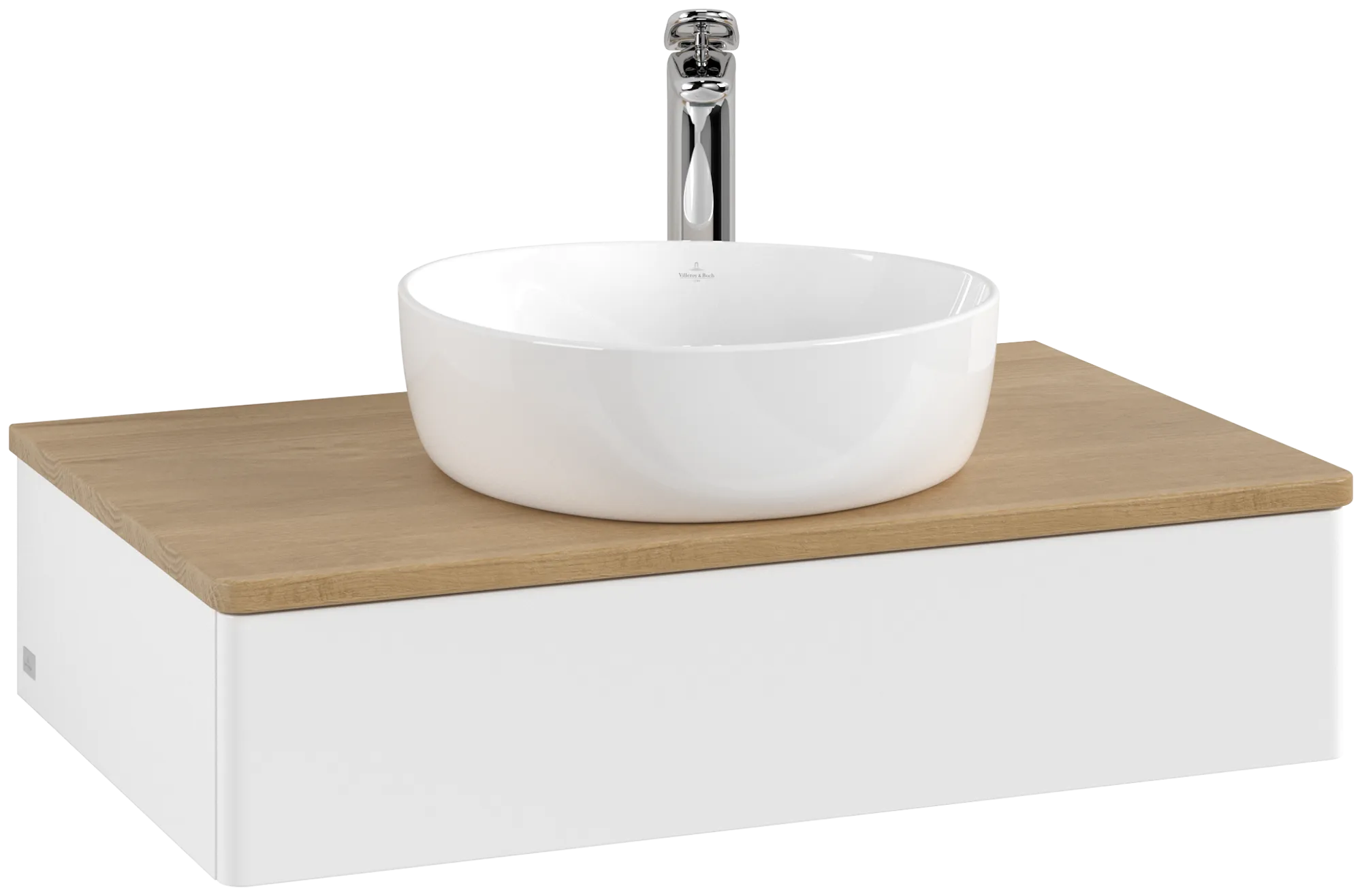 Bild von VILLEROY BOCH Antao Waschbeckenunterschrank, 1 Auszug, 800 x 190 x 500 mm, Front ohne Struktur, White Matt Lacquer / Honey Oak #K08051MT